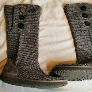UGG Australia Gray Knit Classic Cardy Boots